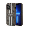 Coque iPhone 13 Pro Max Guess 4G Printed Stripes MagSafe brune