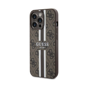 Coque iPhone 13 Pro Max Guess 4G Printed Stripes MagSafe brune — visuel 2