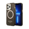 Coque iPhone 13 Pro Max Guess Gold Outline Translucent MagSafe noire