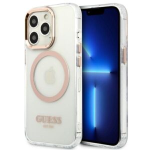 Coque iPhone 13 Pro Max Guess Metal Outline MagSafe transparente
