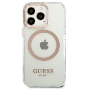 Coque iPhone 13 Pro Max Guess Metal Outline MagSafe transparente — visuel 3