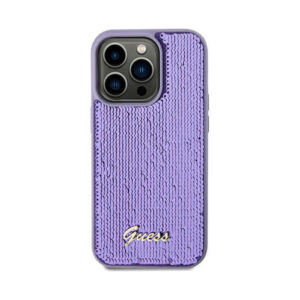 Coque iPhone 13 Pro Max Guess Sequin Script Metal violette — visuel 3