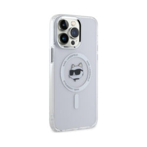 Coque iPhone 13 Pro Max Karl Lagerfeld IML Metal Choupette Head MagSafe blanche — visuel 4