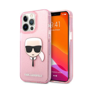 Coque iPhone 13 Pro Max Karl Lagerfeld Karl’s Head Glitter rose