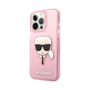 Coque iPhone 13 Pro Max Karl Lagerfeld Karl’s Head Glitter rose — visuel 2