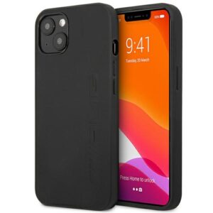 Coque iPhone 14 AMG Leather Hot Stamped noire