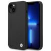 Coque iPhone 14 BMW Liquid Silicone Case Metal Logo noire