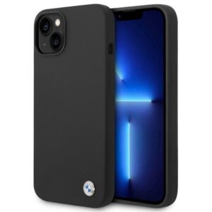 Coque iPhone 14 BMW Liquid Silicone Case Metal Logo noire
