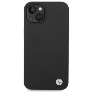 Coque iPhone 14 BMW Liquid Silicone Case Metal Logo noire — visuel 3