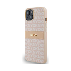 Coque iPhone 14 DKNY Leather Mono Stripe & Metal Logo rose — visuel 2