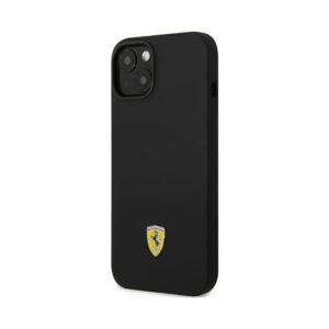Coque iPhone 14 Ferrari Silicone Metal Logo noire — visuel 2
