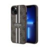 Coque iPhone 14 Guess 4G Printed Stripes MagSafe brune