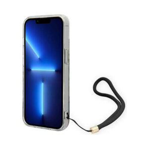 Coque iPhone 14 Guess Flower Cord bleue — visuel 4