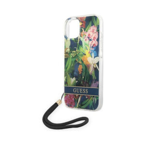 Coque iPhone 14 Guess Flower Cord bleue — visuel 5