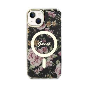 Coque iPhone 14 Guess Flower MagSafe noire — visuel 3
