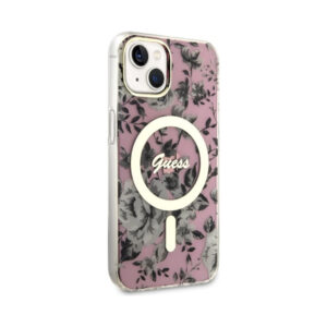 Coque iPhone 14 Guess Flower MagSafe rose — visuel 4