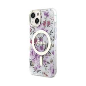 Coque iPhone 14 Guess Flower MagSafe transparente — visuel 2