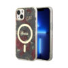 Coque iPhone 14 Guess Flower MagSafe verte
