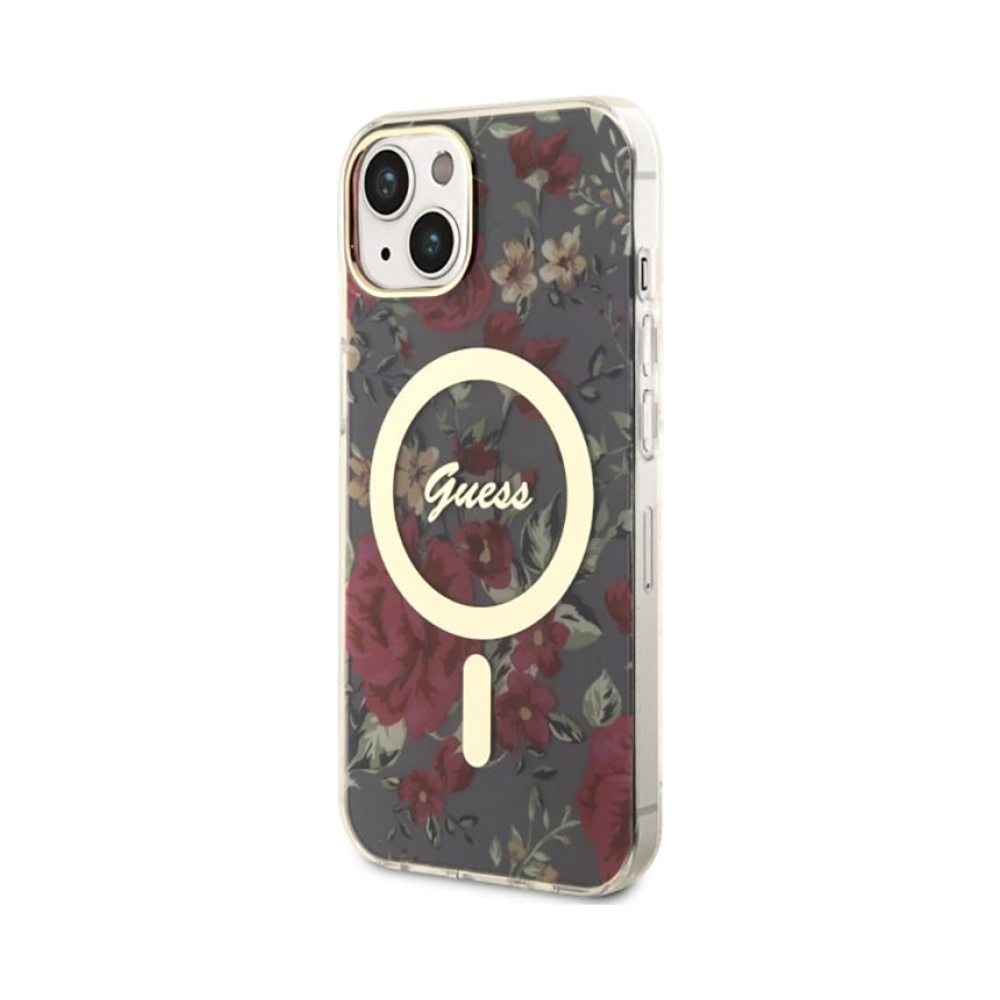 Coque iPhone 14 Guess Flower MagSafe verte — visuel 2