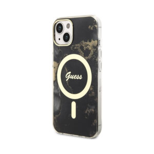Coque iPhone 14 Guess Golden Marble MagSafe noire — visuel 2