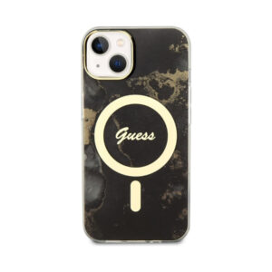 Coque iPhone 14 Guess Golden Marble MagSafe noire — visuel 3
