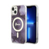 Coque iPhone 14 Guess Golden Marble MagSafe violette