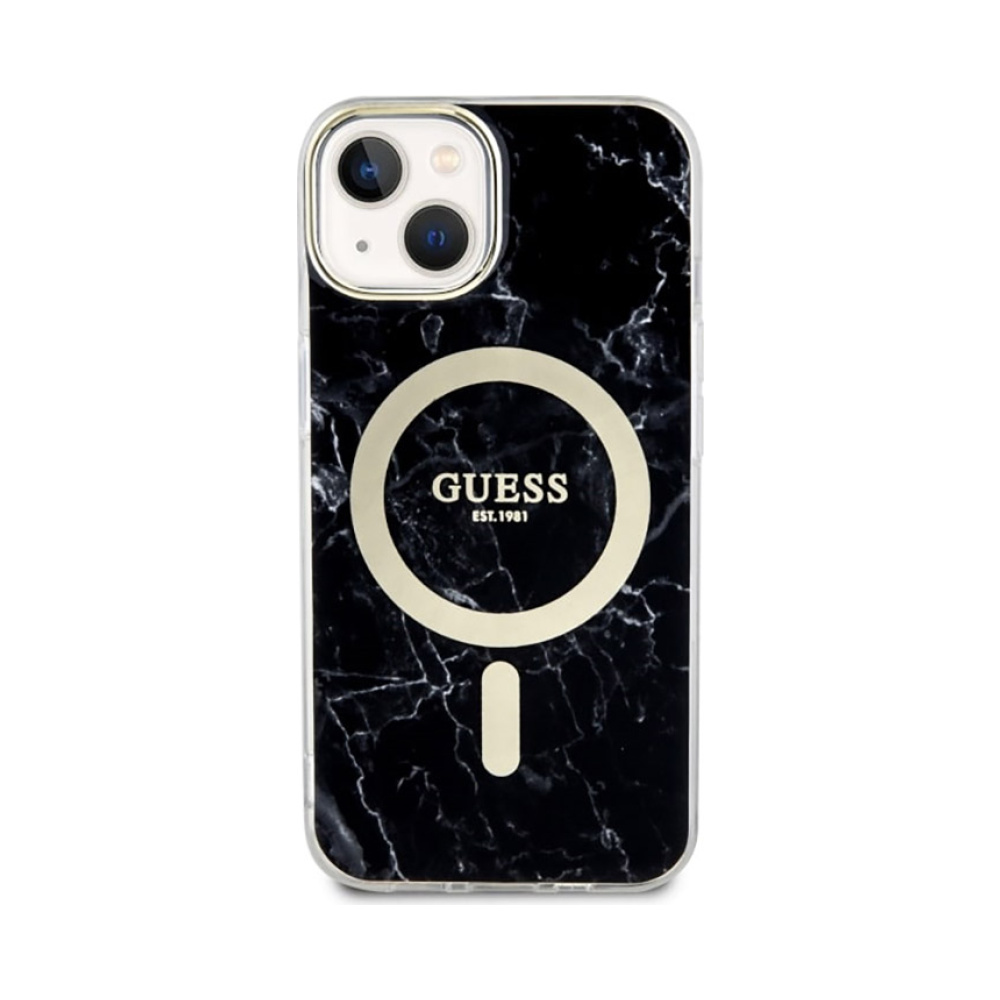 Coque iPhone 14 Guess Marble MagSafe noire — visuel 3