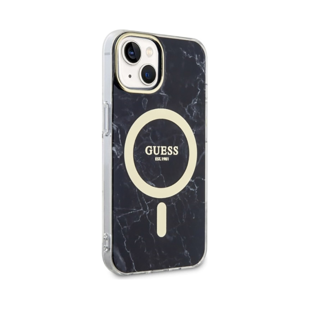 Coque iPhone 14 Guess Marble MagSafe noire — visuel 4