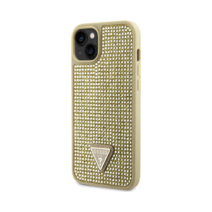 Coque iPhone 14 Guess Rhinestone Triangle dorée — visuel 2