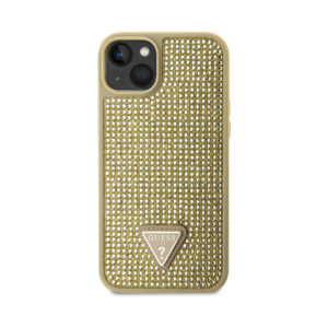 Coque iPhone 14 Guess Rhinestone Triangle dorée — visuel 3