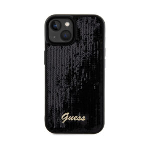 Coque iPhone 14 Guess Sequin Script Metal noire — visuel 3
