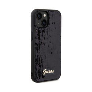 Coque iPhone 14 Guess Sequin Script Metal noire — visuel 4