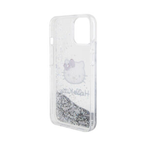 Coque iPhone 14 Hello Kitty Liquid Glitter Charms Kitty Head argentée — visuel 5