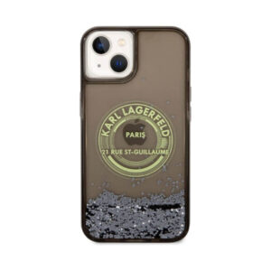 Coque iPhone 14 Karl Lagerfeld Liquid Glitter Round RSG Logo Case noire — visuel 3