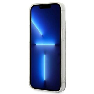 Coque iPhone 14 Karl Lagerfeld Monogram Liquid Glitter argentée — visuel 5