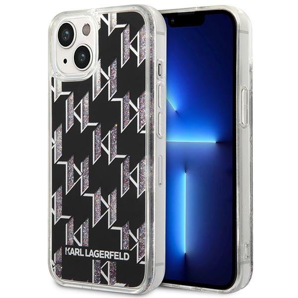 Coque iPhone 14 Karl Lagerfeld Monogram Liquid Glitter noire