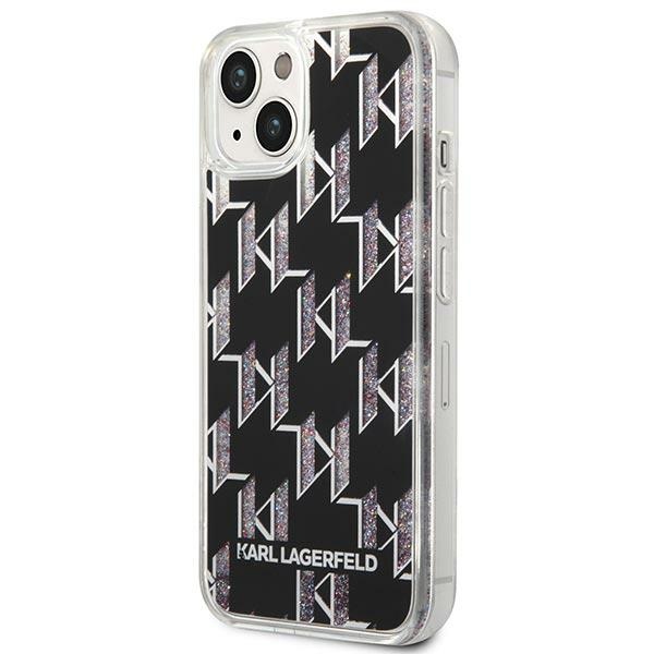 Coque iPhone 14 Karl Lagerfeld Monogram Liquid Glitter noire — visuel 2
