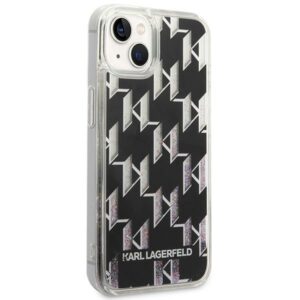 Coque iPhone 14 Karl Lagerfeld Monogram Liquid Glitter noire — visuel 4