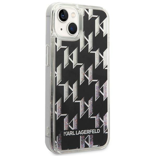 Coque iPhone 14 Karl Lagerfeld Monogram Liquid Glitter noire — visuel 4