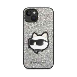 Coque iPhone 14 Karl Lagerfeld NFT Glitter Choupette Patch argentée — visuel 3