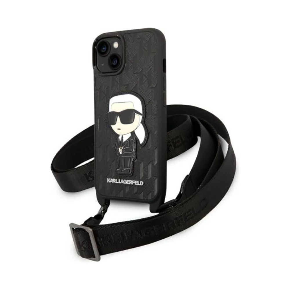 Coque iPhone 14 Karl Lagerfeld NFT Monogram Ikonik Patch noire