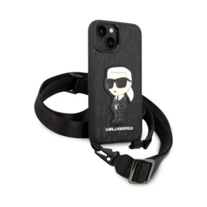 Coque iPhone 14 Karl Lagerfeld NFT Monogram Ikonik Patch noire — visuel 3
