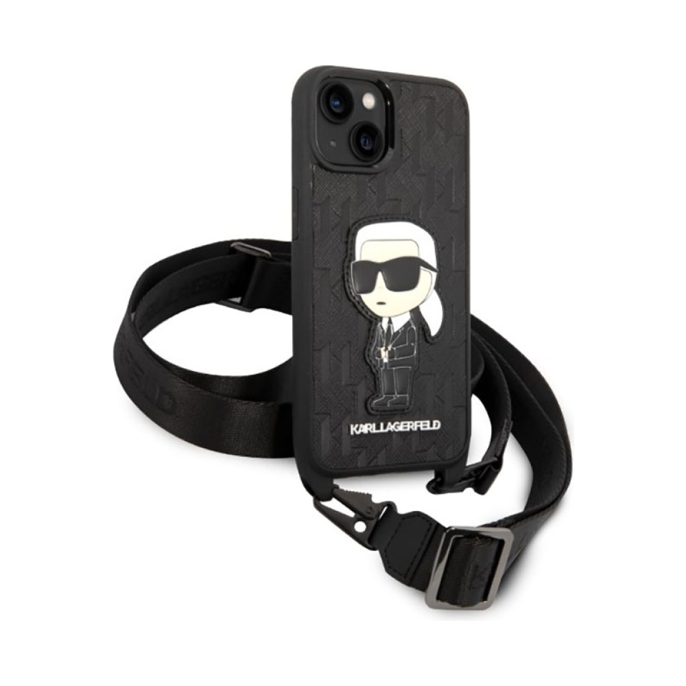 Coque iPhone 14 Karl Lagerfeld NFT Monogram Ikonik Patch noire — visuel 3