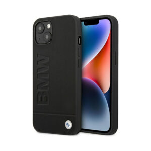 Coque iPhone 14 Plus BMW Leather Hot Stamp noire