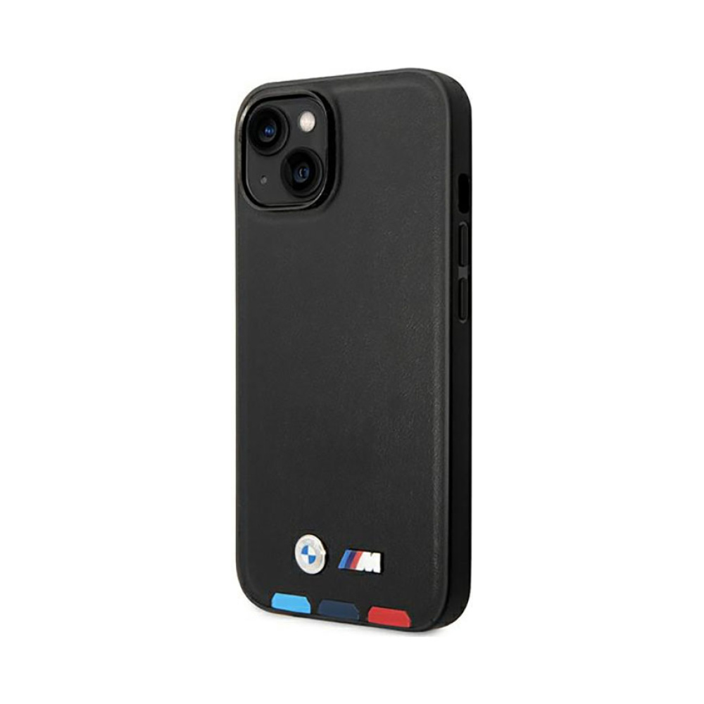Coque iPhone 14 Plus BMW Leather Hot Stamp Tricolor MagSafe noire — visuel 2