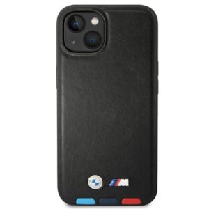 Coque iPhone 14 Plus BMW Leather Hot Stamp Tricolor noire — visuel 3