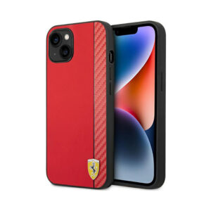 Coque iPhone 14 Plus Ferrari Carbon rouge