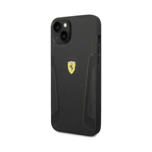 Coque iPhone 14 Plus Ferrari Leather Stamp Sides noire — visuel 2