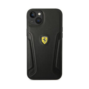 Coque iPhone 14 Plus Ferrari Leather Stamp Sides noire — visuel 3