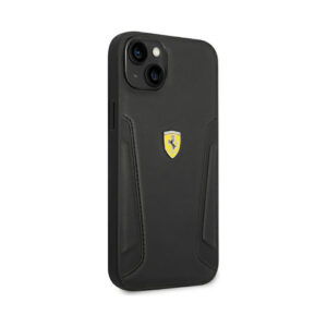 Coque iPhone 14 Plus Ferrari Leather Stamp Sides noire — visuel 4